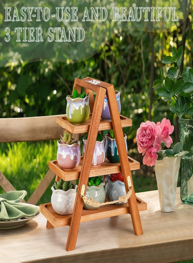 Whiidoom Cupcake Stand, 3 Tier Wood Cupcake Display Stand with Swing, Dessert Table Display Set with Serving Tray for Dessert Display for Party, Wedding, Farmhouse Decor (Brown) - Image 5