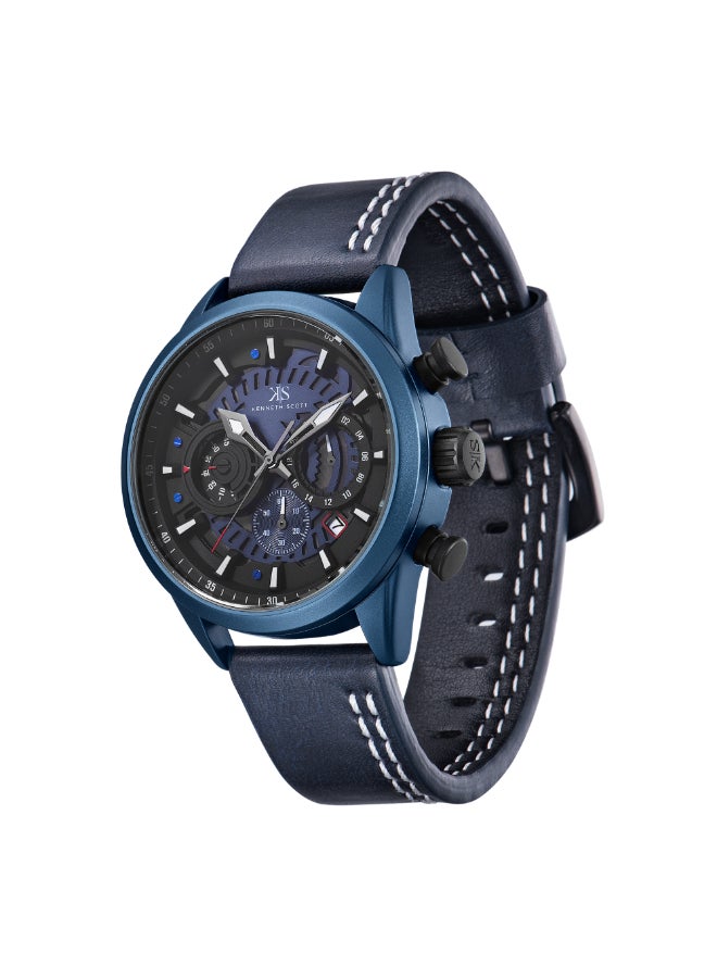 KENNETH SCOTT Men's PU Chronograph Watch K25107-LLLB - 44 mm  - Image 2