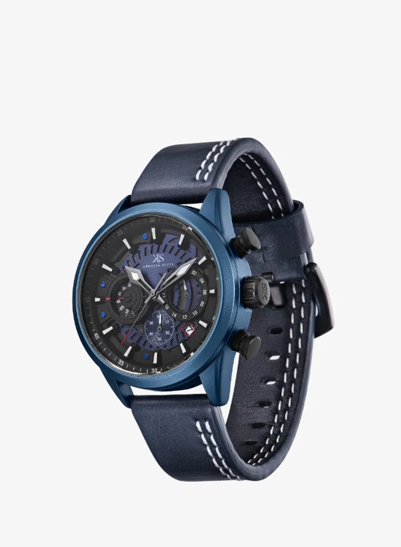 KENNETH SCOTT Men's PU Chronograph Watch K25107-LLLB - 44 mm
