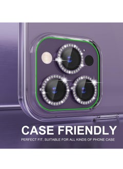 KASTWAVE for iPhone 14 Pro/iPhone 14 Pro Max Camera Lens Protector Bling, 9H Tempered Glass Camera Cover Screen Protector Metal Ring Decoration Accessories (Bling-Purple)  - Image 4