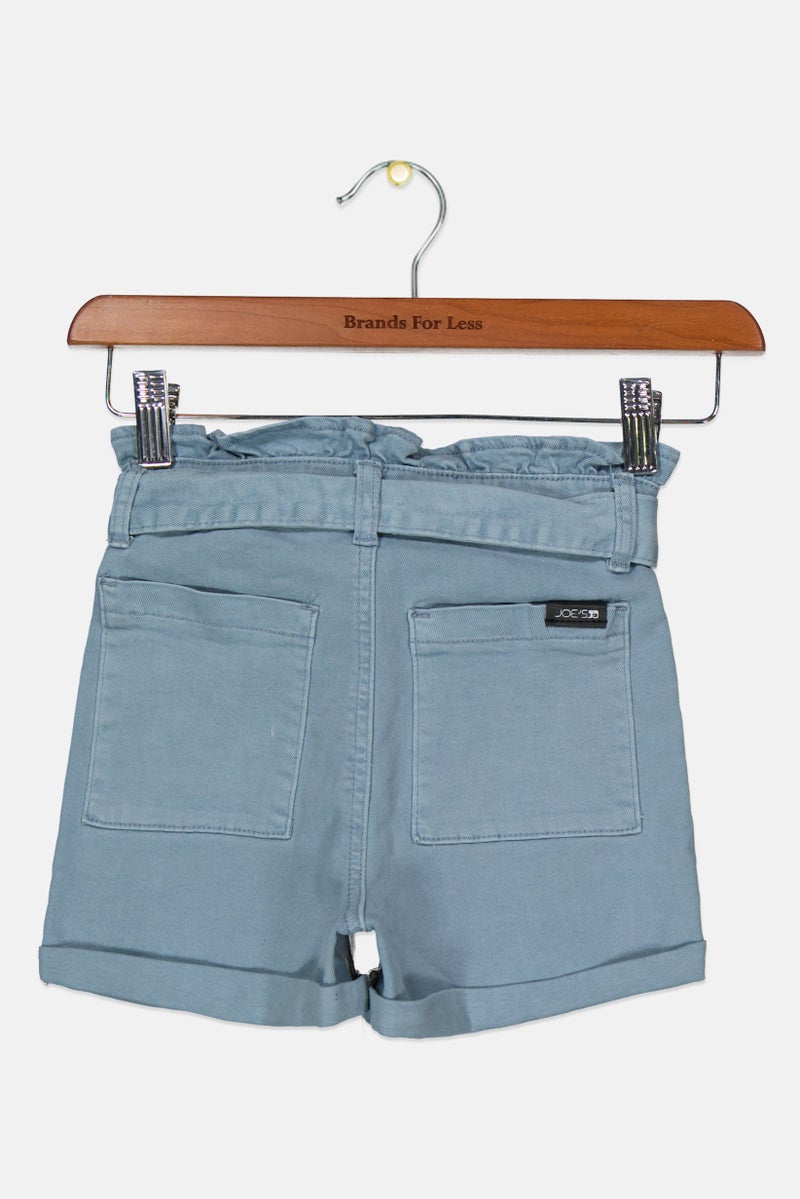 Joe's Kids Girl Belted Washed Denim Shorts, Blue - Image 2
