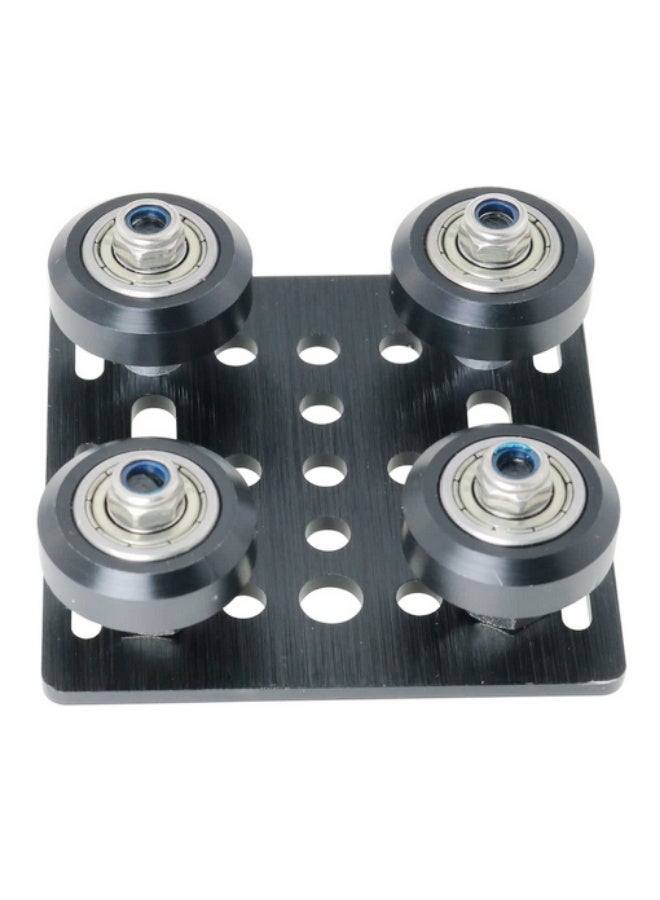 لوحة انزلاق جسرية (Gantry) من نوع V مزودة بـ 4 بكرات من مادة البولي أوكسي ميثيلين (POM)، متوافقة مع بروفيل الألمنيوم ذات الشقّ V مقاس 2020 و2040 – تُستخدم في طابعات ثلاثية الأبعاد، وآلات التوجيه CNC، ومنظومات الحركة الخطية. - Image 1