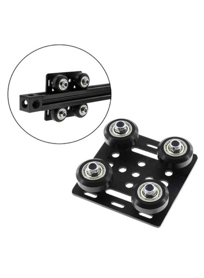 لوحة انزلاق جسرية (Gantry) من نوع V مزودة بـ 4 بكرات من مادة البولي أوكسي ميثيلين (POM)، متوافقة مع بروفيل الألمنيوم ذات الشقّ V مقاس 2020 و2040 – تُستخدم في طابعات ثلاثية الأبعاد، وآلات التوجيه CNC، ومنظومات الحركة الخطية. - Image 3