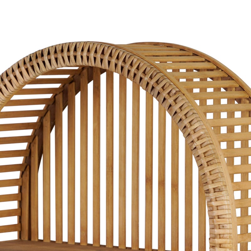 Synovana Rattan Wall Shelf - 3 Tier Boho Oval Floating Shelf Handcraft Hanging Shelves for Bathroom Living Room Wall Decor, 16.14" x 28.54" - Image 5