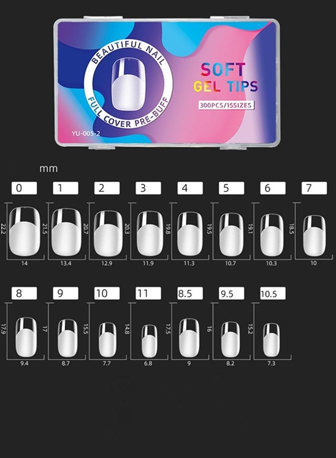 YIMART Press on Nails Short,300pcs Traceless Frosted ABS Artificial Nail Tips,NO Polishing Medium Design Matte Soft Gel Nail Tips for Extension Nail Salon (transparent, short square) - Image 2