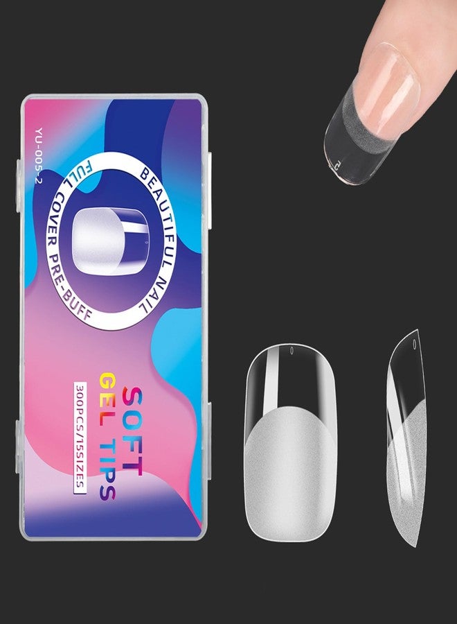 YIMART Press on Nails Short,300pcs Traceless Frosted ABS Artificial Nail Tips,NO Polishing Medium Design Matte Soft Gel Nail Tips for Extension Nail Salon (transparent, short square) - Image 1