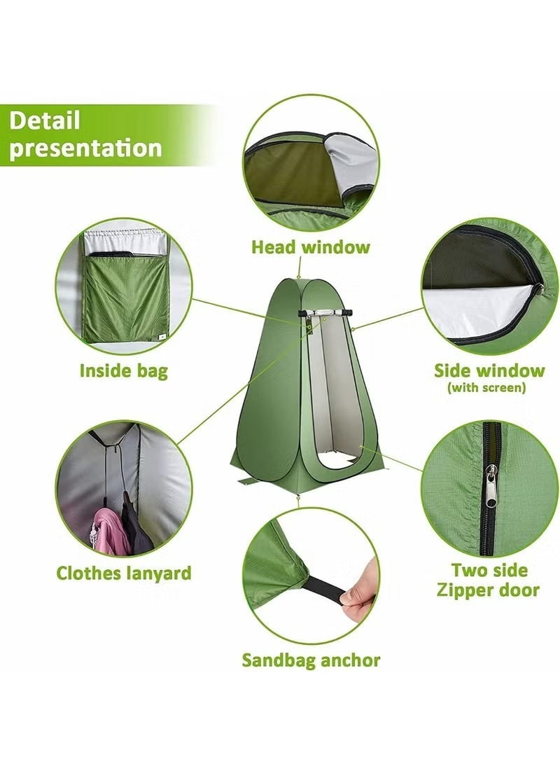 Raxoom Shower Changing Tent, Portable Outdoor Camp Toilet, Pop-up Room Privacy Shelter, Outdoor Privacy Tent with Carrying Bag, Changing Room for Women Men (Green) - Image 3