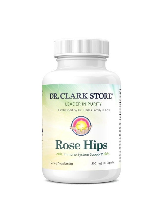 Dr Clark Store مكمل ثمار الورد، 500 ملغ، 100 كبسولة جيلاتين - Image 1