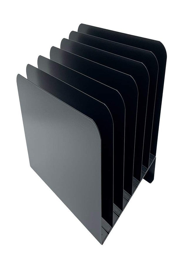 Huron Desktop File Binder Organizer Storage, Inclined Slant 6 Slot, Black Commercial Grade Steel - Image 4