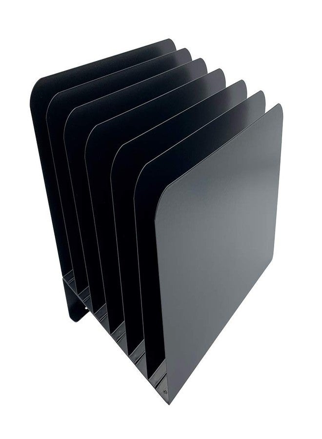 Huron Desktop File Binder Organizer Storage, Inclined Slant 6 Slot, Black Commercial Grade Steel - Image 3