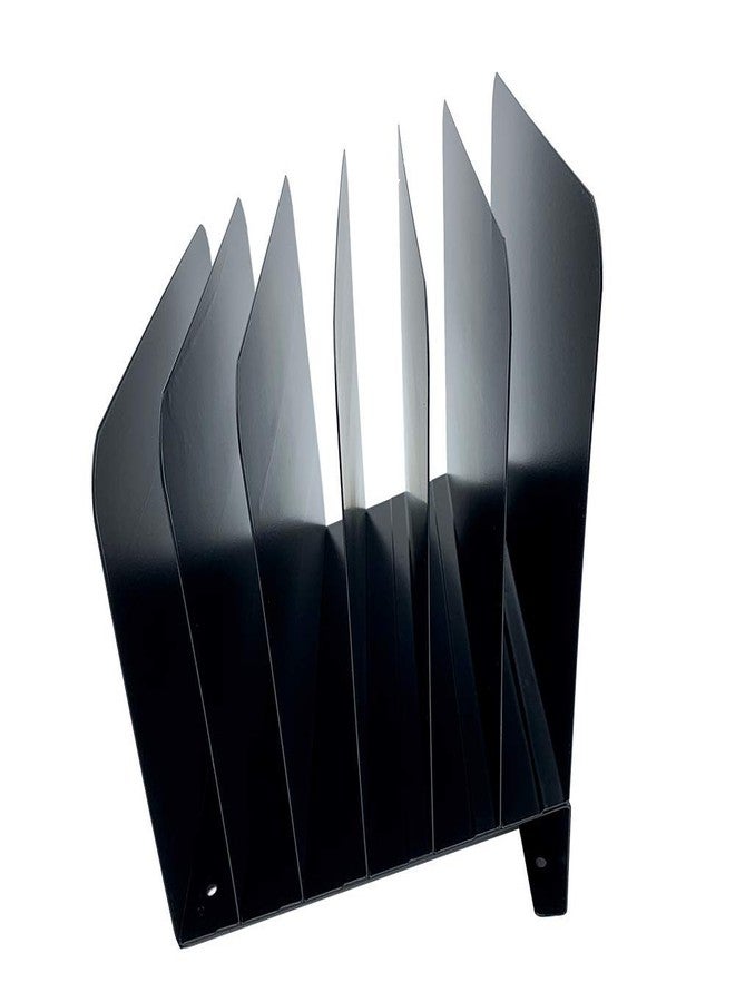 Huron Desktop File Binder Organizer Storage, Inclined Slant 6 Slot, Black Commercial Grade Steel - Image 2