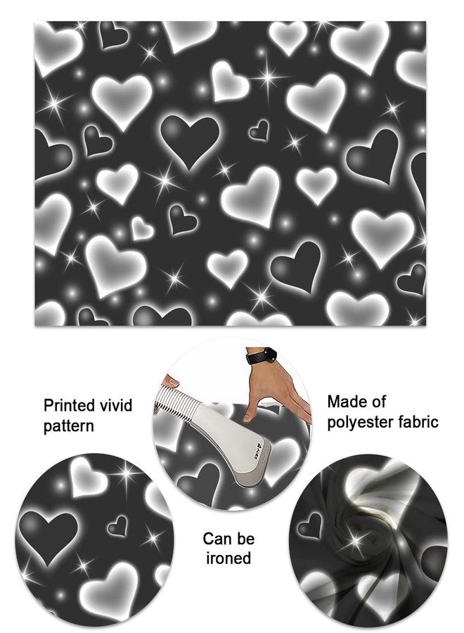 Mocsicka Early 2000s Photography Backdrop Black Heart Photo Backdrop Valentines Heart Stars Vinyl Valentines Day Party Decoration Newborn Kids Portrait Photo Props (7x5ft) - Image 4