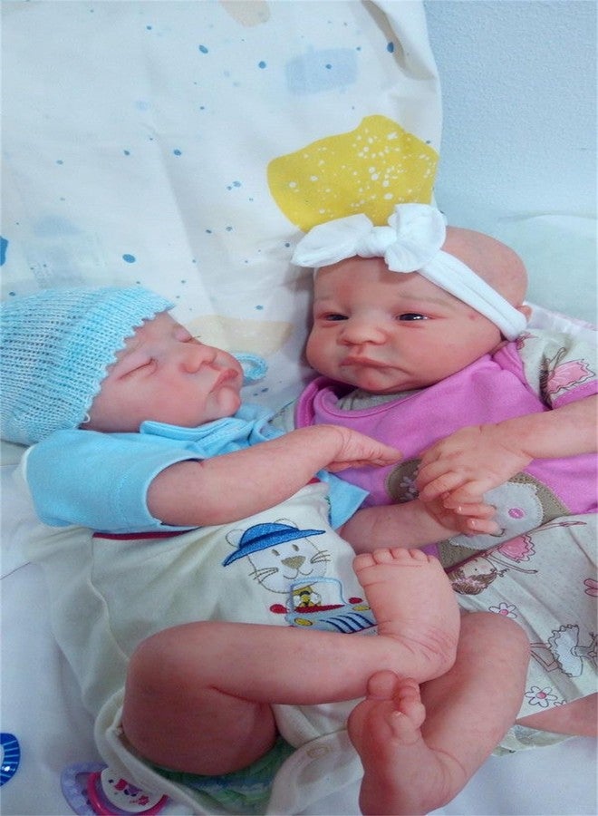 GYCV Lifelike Reborn Baby Dolls Twins Boy and Girl 20 Inch Weighted Full Body Silicone Realistic Newborn Baby Dolls Twins Real Life Baby Dolls Twin with Feeding Accessories Birthday Gifts for Kids - Image 3