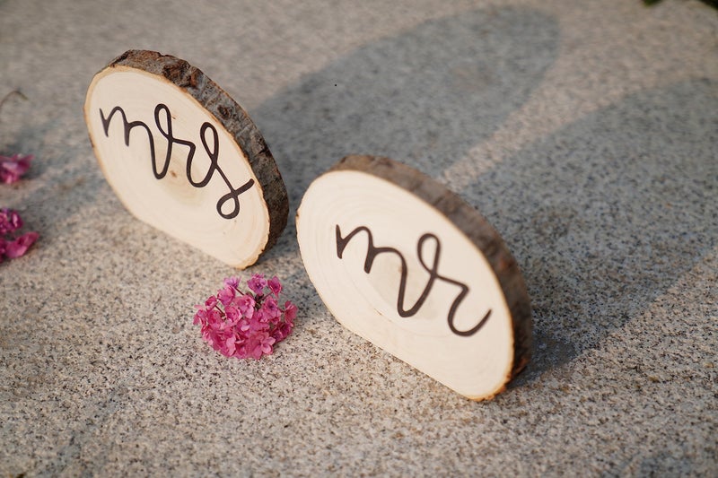 Rainbow Pana 3 Pack Mr & Mrs Sign for Wedding Table  Mr and Mrs Table Decor  Head Table Wedding Decorations  Mr and Mrs Sign for Wedding Table  Bride and Groom Table Decorations  Wooden Mr & Mrs for Ceremony - Image 4