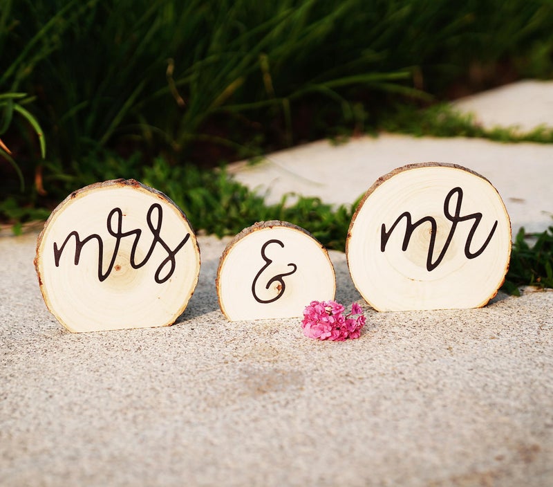 Rainbow Pana 3 Pack Mr & Mrs Sign for Wedding Table  Mr and Mrs Table Decor  Head Table Wedding Decorations  Mr and Mrs Sign for Wedding Table  Bride and Groom Table Decorations  Wooden Mr & Mrs for Ceremony - Image 3