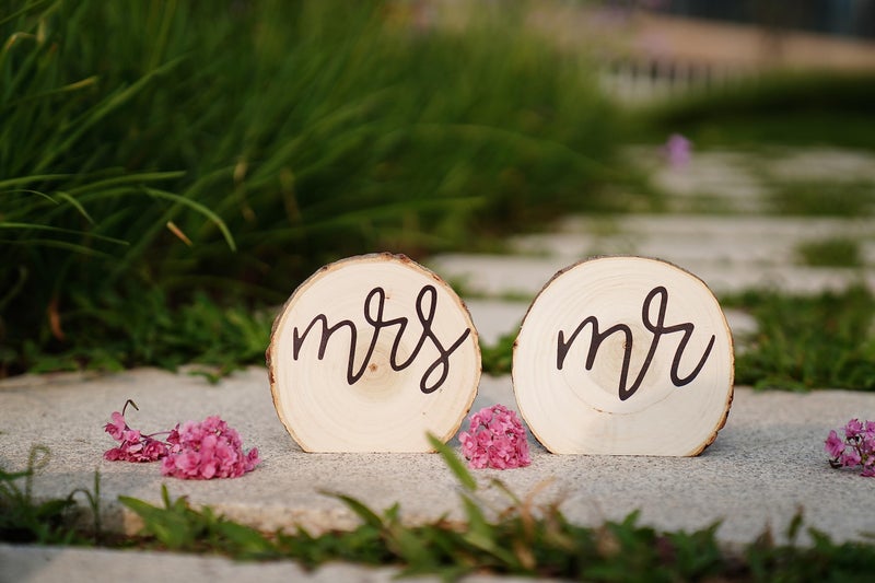 Rainbow Pana 3 Pack Mr & Mrs Sign for Wedding Table  Mr and Mrs Table Decor  Head Table Wedding Decorations  Mr and Mrs Sign for Wedding Table  Bride and Groom Table Decorations  Wooden Mr & Mrs for Ceremony - Image 5