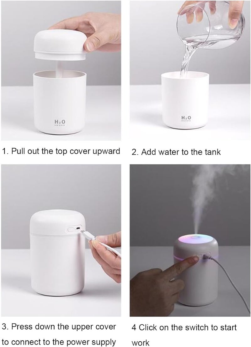BORDSTRACT USB Mini Humidifier for Car, Colorful Lighting, Portable Car Air Freshener, Mute Diffuser Humidifier(white) - Image 3