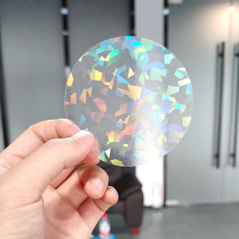 Tiz Tlloz Holographic Window Decals for Bird Strikes - Glass Reminder Anti-Collision Self-Adhesive Stickers - Avoid Birds Hitting Windows, Circle, 25 Pieces - Image 1