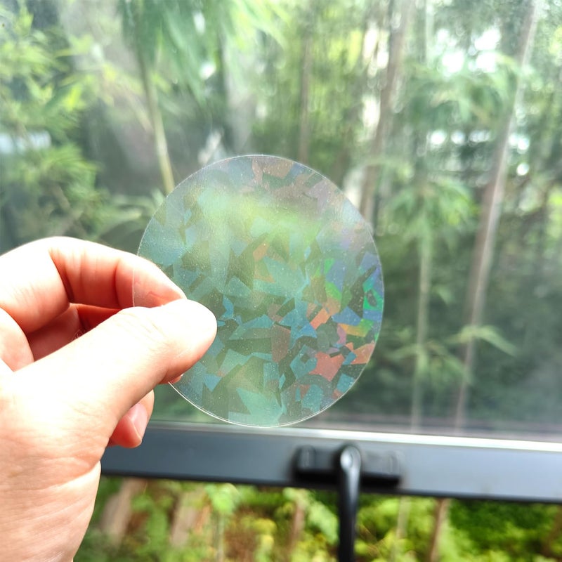 Tiz Tlloz Holographic Window Decals for Bird Strikes - Glass Reminder Anti-Collision Self-Adhesive Stickers - Avoid Birds Hitting Windows, Circle, 25 Pieces - Image 2