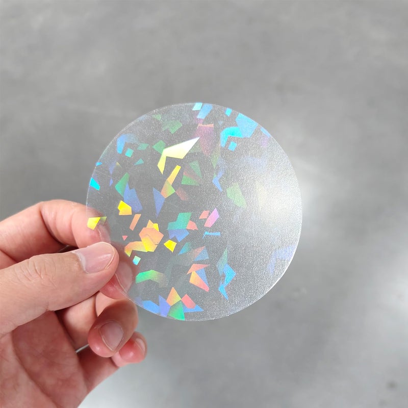 Tiz Tlloz Holographic Window Decals for Bird Strikes - Glass Reminder Anti-Collision Self-Adhesive Stickers - Avoid Birds Hitting Windows, Circle, 25 Pieces - Image 5