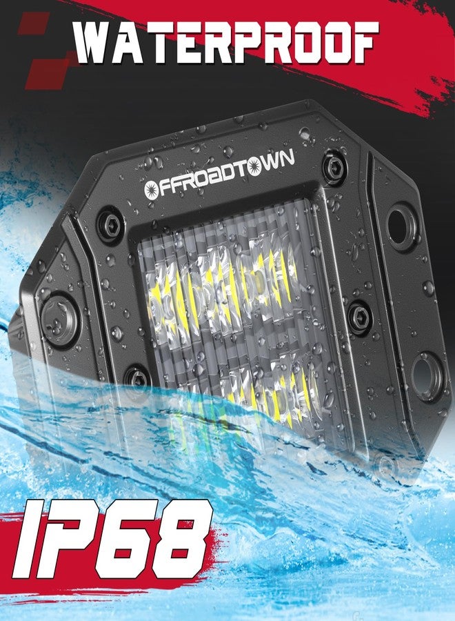 OFFROADTOWN مصابيح LED مثبتة بشكل مسطح، مصابيح قيادة LED من نوع CREE مقاس 5 بوصات من OFFROADTOWN بقوة 12000 لومن، مصابيح خلفية، مصابيح إضاءة مسطحة، مصابيح للطرق الوعرة، مصابيح عمل للشاحنات، سيارات البيك أب، سيارات الدفع الرباعي، سيارات الدفع الرباعي، القوارب - إضاءة غامرة للقيادة - Image 4