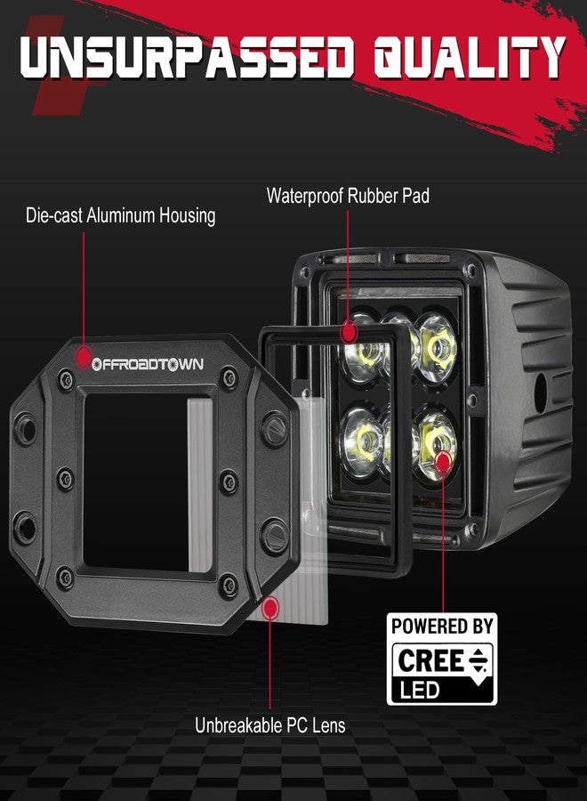 OFFROADTOWN مصابيح LED مثبتة بشكل مسطح، مصابيح قيادة LED من نوع CREE مقاس 5 بوصات من OFFROADTOWN بقوة 12000 لومن، مصابيح خلفية، مصابيح إضاءة مسطحة، مصابيح للطرق الوعرة، مصابيح عمل للشاحنات، سيارات البيك أب، سيارات الدفع الرباعي، سيارات الدفع الرباعي، القوارب - إضاءة غامرة للقيادة - Image 3