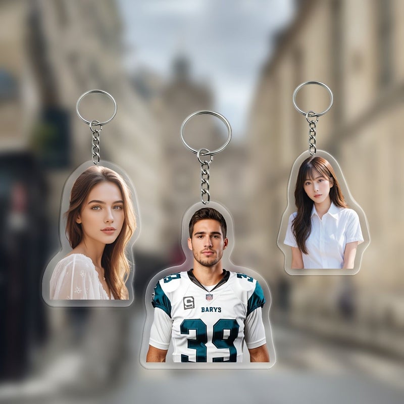 Custom 2D Flat Acrylic Key Pendant 80pcs 4cm 1.57in Photo Key Ring for Backpack Charm Lover Friend Star Cartoon Corporate Logo Anime Soccer Star Activity - Image 1