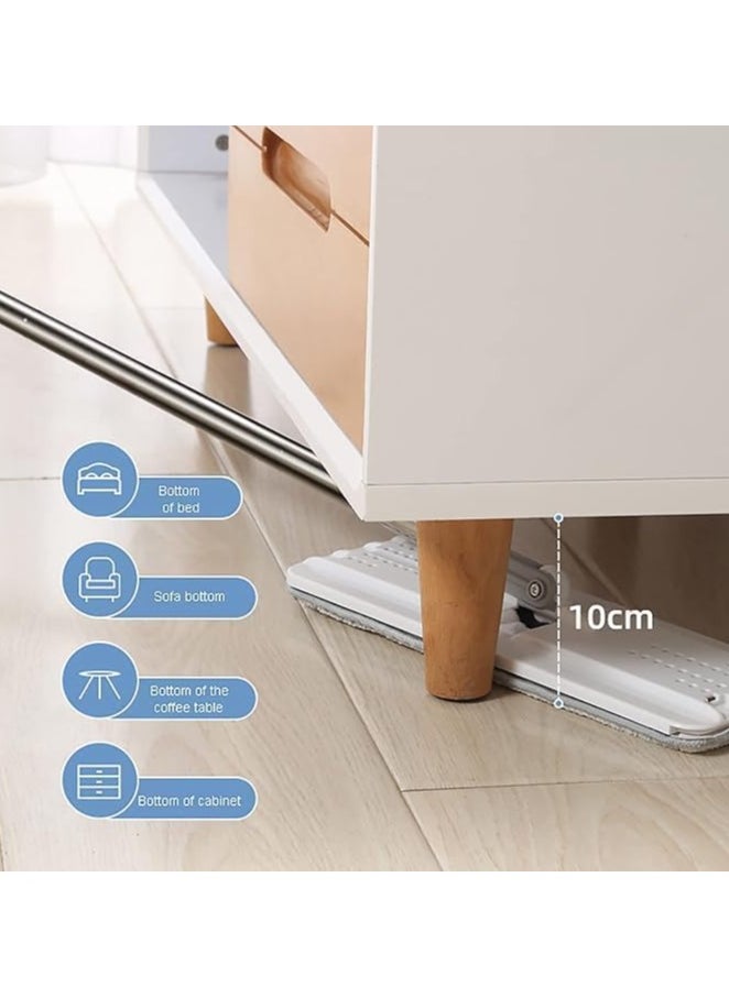 Generic - Self Cleaning Heavy Duty Flat Mop and Bucket Set - 2 in 1 Wet & Dry Mop with Dual Chamber Wringer, 360 Degree Flexible Mop Head, 1 Reusable Pad for All Floor Types (White) - Image 1