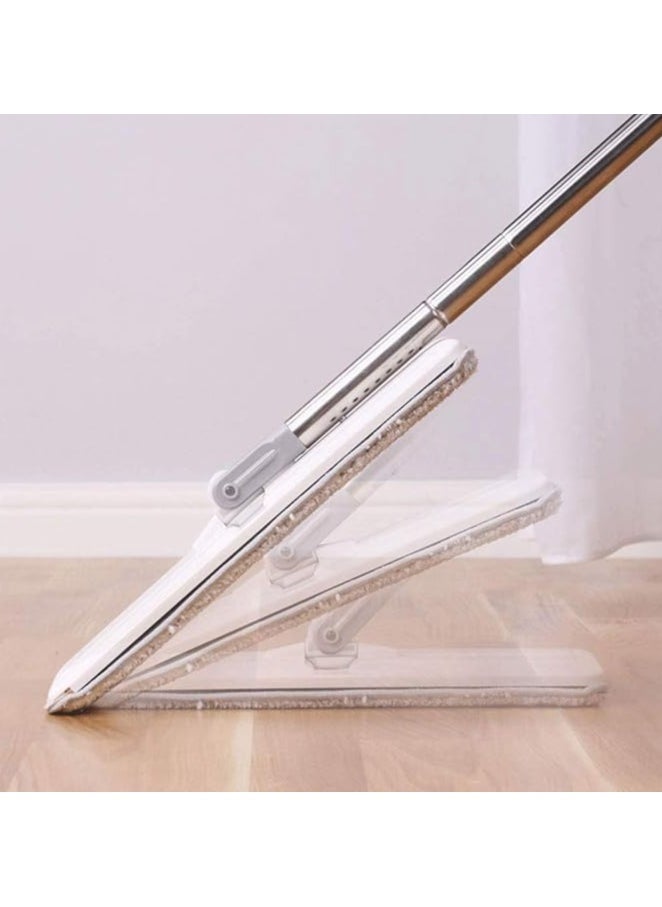Generic - Self Cleaning Heavy Duty Flat Mop and Bucket Set - 2 in 1 Wet & Dry Mop with Dual Chamber Wringer, 360 Degree Flexible Mop Head, 1 Reusable Pad for All Floor Types (White) - Image 1
