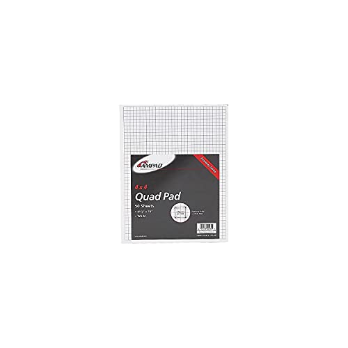 Ampad 8 1/2 x 11 Inches White Quad Pad, 4 Square Inch, 50 Sheets, 1 Each (22-030C) - Image 3