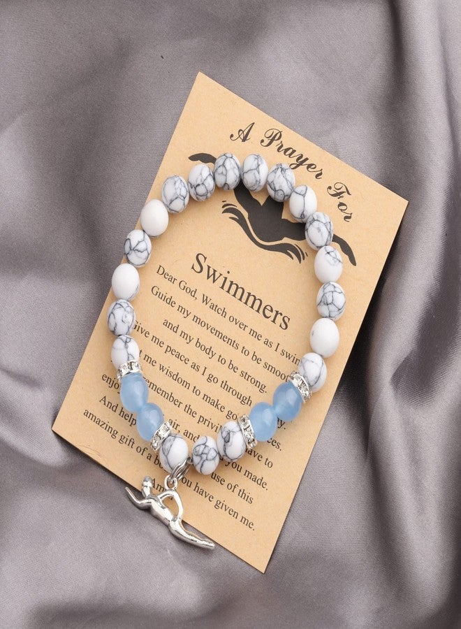 MYOSPARK Swimmers Gift Swimming Bracelet Message Card Jewelry Swimming Lover Gift Swim Team Gift for Swim Player (Swimmers beads BR) - Image 4