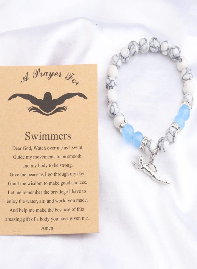 MYOSPARK Swimmers Gift Swimming Bracelet Message Card Jewelry Swimming Lover Gift Swim Team Gift for Swim Player (Swimmers beads BR) - Image 3