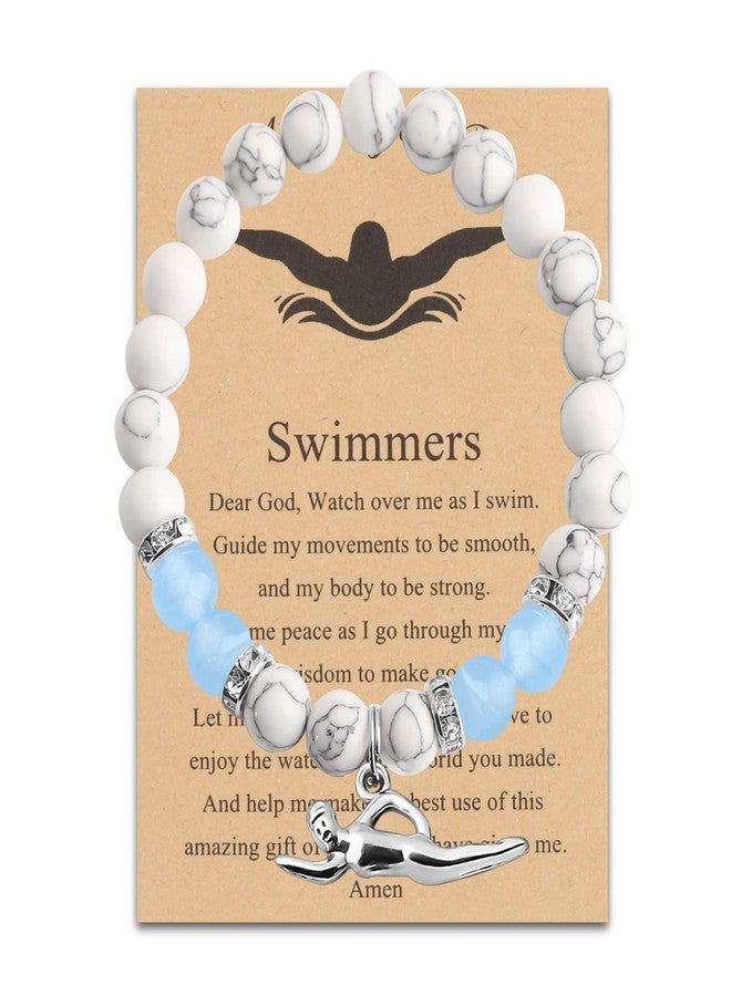 MYOSPARK Swimmers Gift Swimming Bracelet Message Card Jewelry Swimming Lover Gift Swim Team Gift for Swim Player (Swimmers beads BR) - Image 1