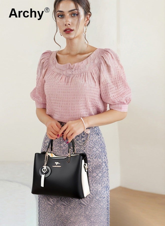 أرشي حقيبة كتف نسائية جلدية أنيقة مقاومة للماء وحقيبة كبيرة الحجم للنساء - Image 4