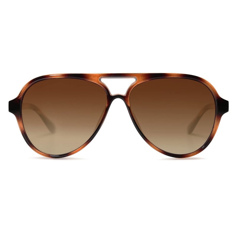 SOJOS Classic Polarized Aviator Sunglasses for Women Men, Retro Trendy Aviators Shades SJ2201, Tortoise Gradient Brown/Brown - Image 2