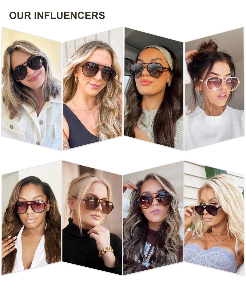 SOJOS Classic Polarized Aviator Sunglasses for Women Men, Retro Trendy Aviators Shades SJ2201, Tortoise Gradient Brown/Brown - Image 3