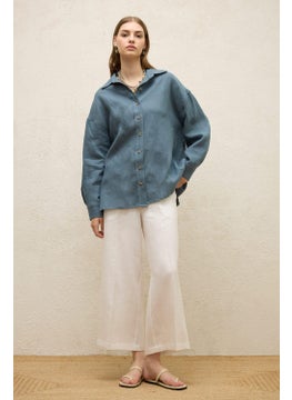 Manuka Linen Trousers with Iron Trace, Ecru  - Image 2