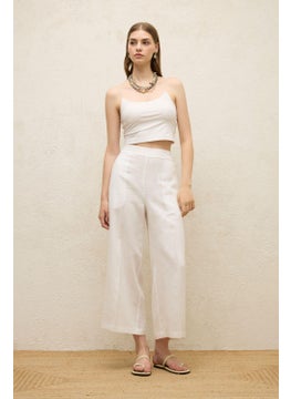 Manuka Linen Trousers with Iron Trace, Ecru  - Image 3