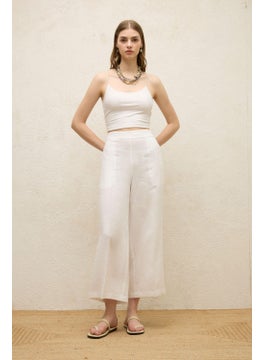 Manuka Linen Trousers with Iron Trace, Ecru  - Image 4