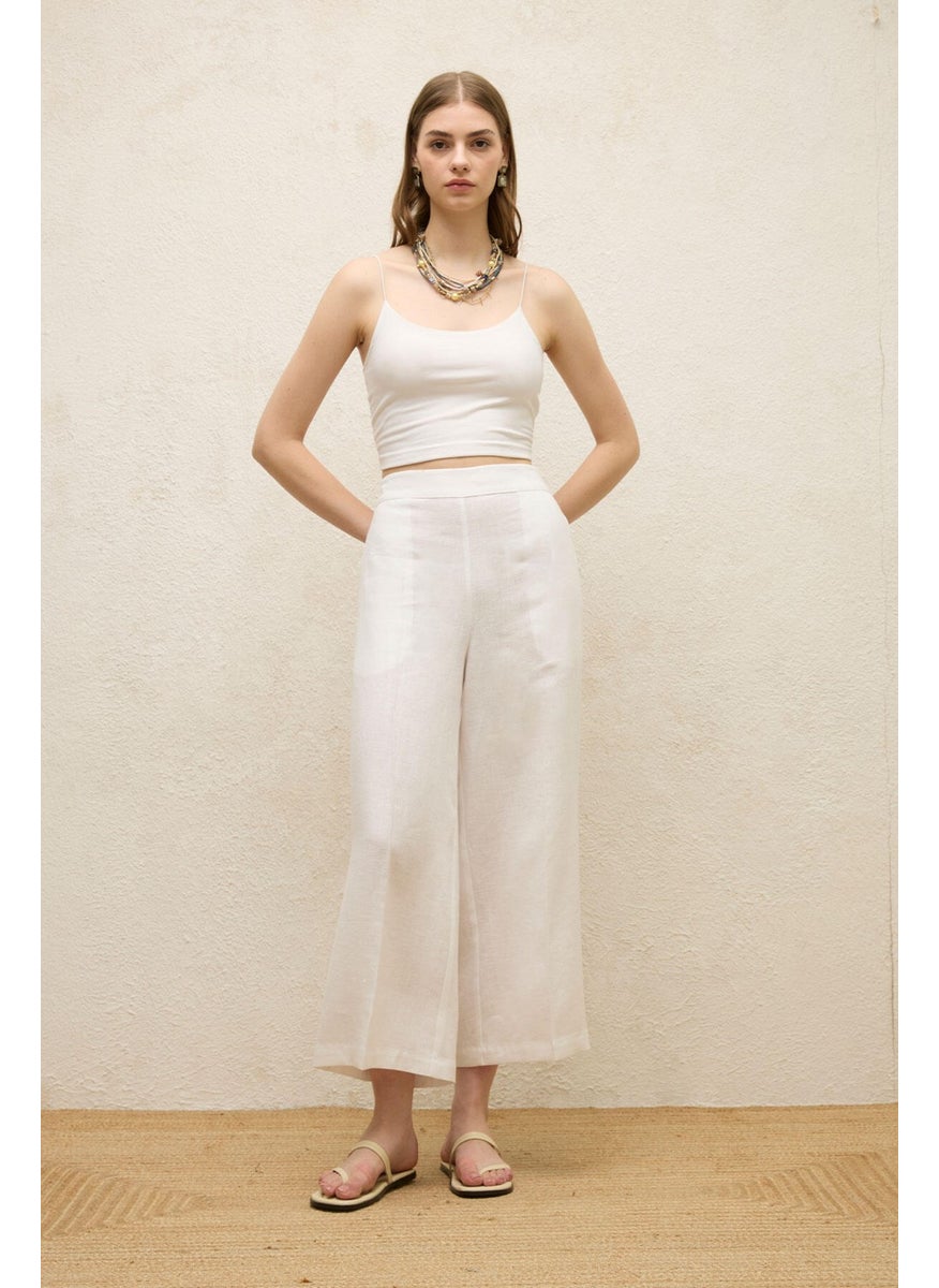 Manuka Linen Trousers with Iron Trace, Ecru  - Image 4