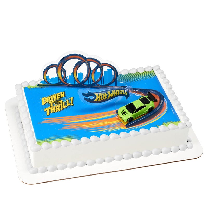 DecoPac DecoSet Hot Wheels Drift Birthday Cake Decorations  2-Piece Topper with Race Car and 3D Racetrack Plaque  Create Action-Packed Racing Cakes for Birthdays and Parties - Image 4