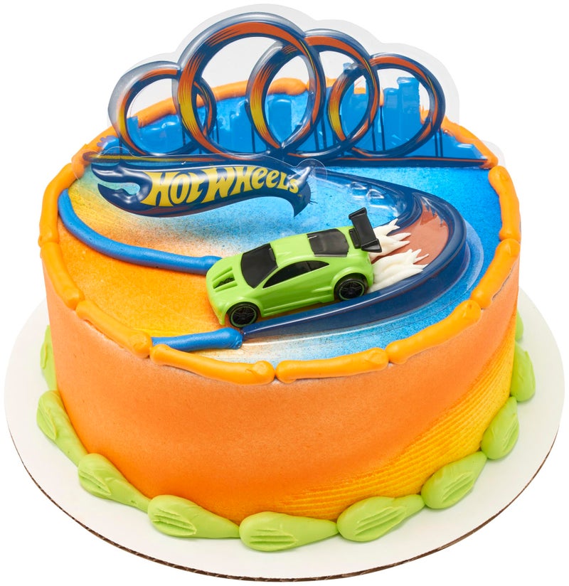 DecoPac DecoSet Hot Wheels Drift Birthday Cake Decorations  2-Piece Topper with Race Car and 3D Racetrack Plaque  Create Action-Packed Racing Cakes for Birthdays and Parties - Image 3