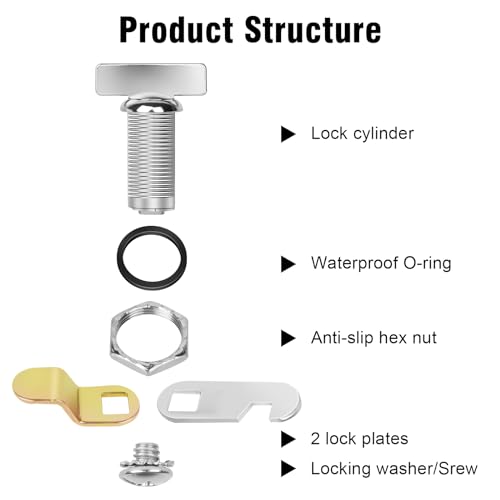 Sartatue Thumb Operated Offset Cam Lock 138 RV Storage Locks 5PCS Cabinet Locks 5PCS Keyless NonLocking Locks Replacements Fits on RV Compartment Camper Vehicles Files Drawers 138 Inch 5Pcs - Image 3