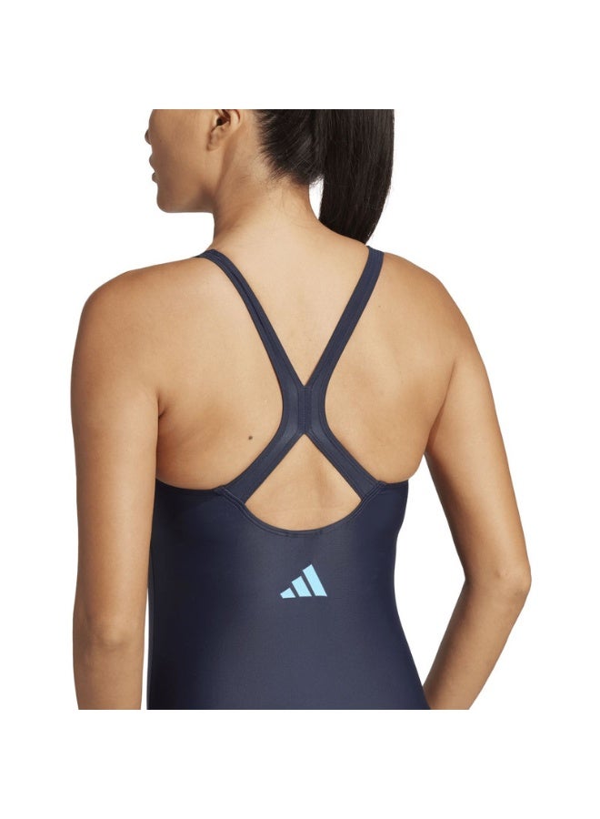 padded 3 stripes closed back women swimsuit
