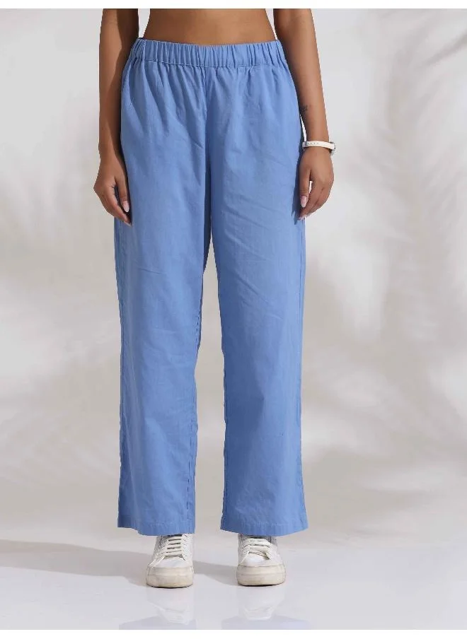 trueBrowns trueBrowns Blue Cotton Stripe Kurta Co-ord Set