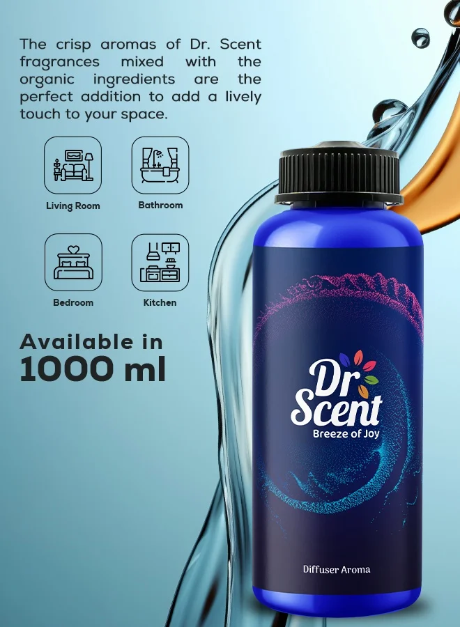 Dr Scent Dr Scent Breeze of Joy Diffuser Aroma Luxury 1000 ml | Made in the UK | Aromatherapy Essential Oils| For Use in Office, Hotels, Homes, Spa – Cedarwood & Velvet Cedar Blend with Patchouli Notes