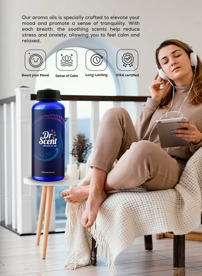 Dr Scent Dr Scent Breeze of Joy Diffuser Aroma Luxury 1000 ml | Made in the UK | Aromatherapy Essential Oils| For Use in Office, Hotels, Homes, Spa – Cedarwood & Velvet Cedar Blend with Patchouli Notes