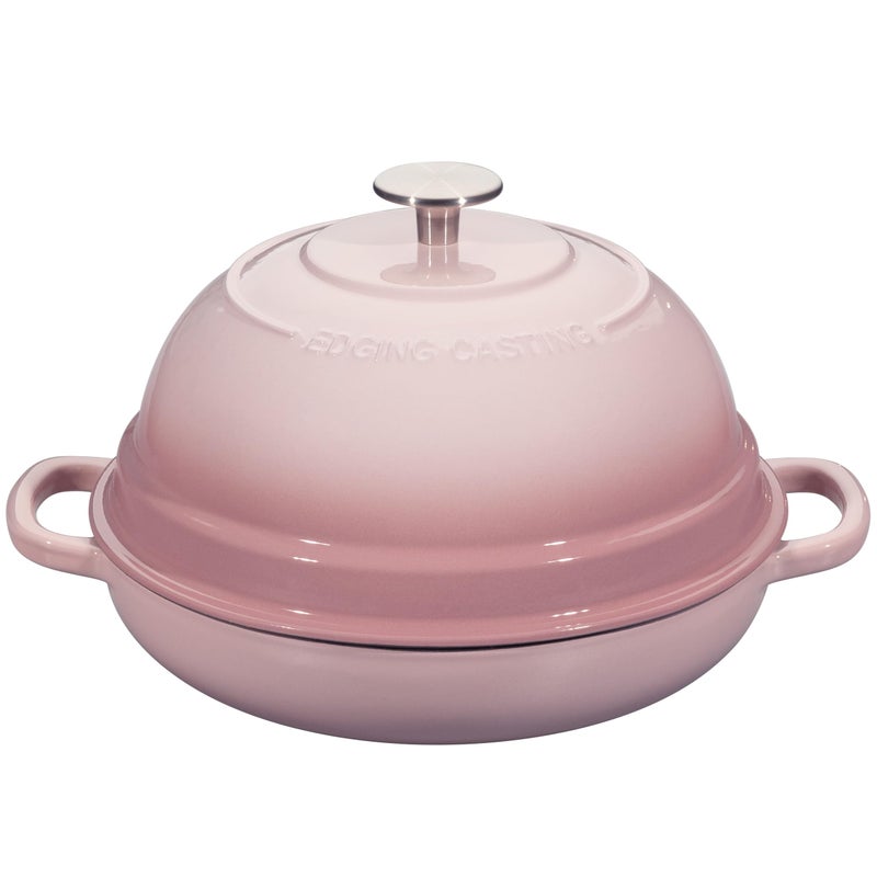 EDGING CASTING Enameled Cast Iron Dutch Oven Pot with Lid, Round Bread Oven for Homemade Sourdough Bread Baking, 6 Quart, Pink - Image 1