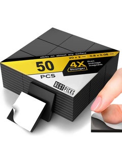 Magnetic Squares- Square Magnets with 3M Strong Self Adhesive Backing Tape | Perfect for DIY, Art Projects, Whiteboards & Fridge | 50 Pieces Magnet Square Tape 20mm x 20mm |