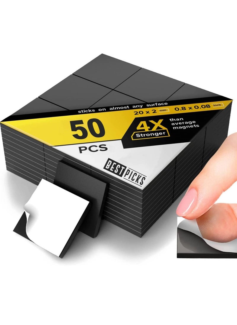 BESTPICKS - Magnetic Squares- Square Magnets with 3M Strong Self Adhesive Backing Tape | Perfect for DIY, Art Projects, Whiteboards & Fridge | 50 Pieces Magnet Square Tape 20mm x 20mm | - Image 1